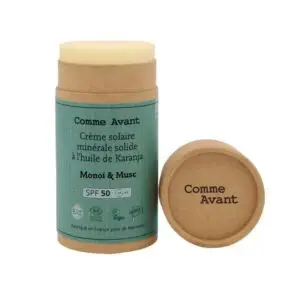CREMA SOLARE SOLIDA AI MINERALI SPF50 BIO A L PROFUMO DI MONOI E MUSCHIO  GR 80